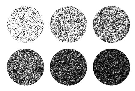 Dot Halftone Round Circle Gradient, Half Tone Texture Background, Stipple Dot Pattern, Spot Fade Effect, Speckled Rings Vector Illustrationのイラスト素材