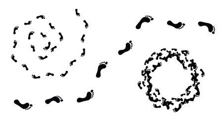 Bare Foot Footprints, Footprint Sign Path, Human Step Icons Road, Sole Pictogram Path, Bare Foot Footsteps Minimal Vector Illustrationのイラスト素材
