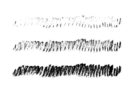 Grunge Shape Texture, Charcoal Strokes Set, Crayon Scribble Isolated, Hand Drawn Chalk Hatching, Crayon Strokes Texture on White Backgroundのイラスト素材