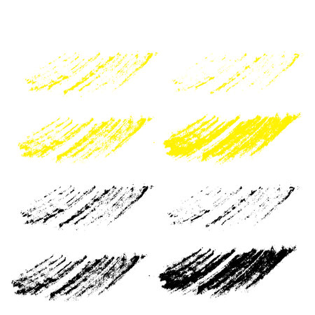 Grunge Shape Texture, Charcoal Strokes Set, Crayon Scribble Isolated, Hand Drawn Chalk Hatching, Crayon Strokes Texture on White Backgroundのイラスト素材