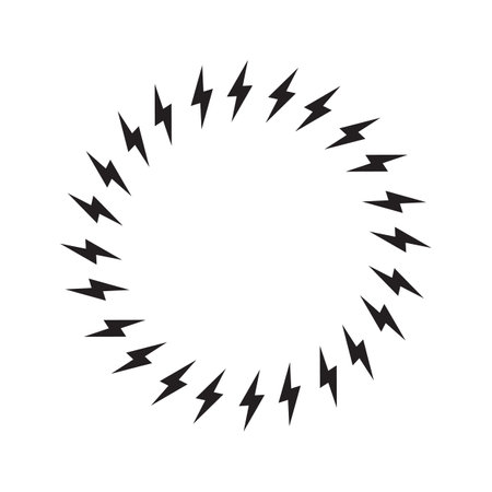 Lightning Strike Round Frame, Battery Charger Circular Pictogram, Lightning Bolt Background, Thunderbolt Round Frameのイラスト素材