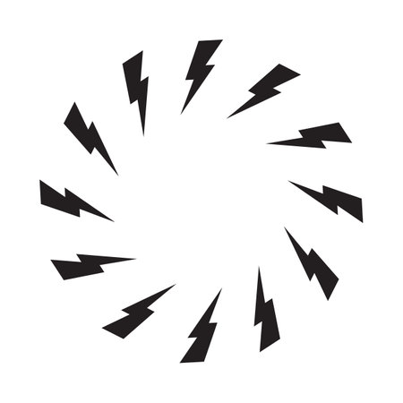 Lightning Strike Round Frame, Battery Charger Circular Pictogram, Lightning Bolt Background, Thunderbolt Round Frameのイラスト素材