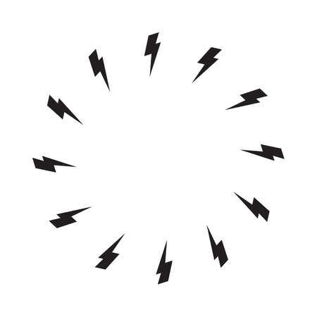 Lightning Strike Round Frame, Battery Charger Circular Pictogram, Lightning Bolt Background, Thunderbolt Round Frameのイラスト素材