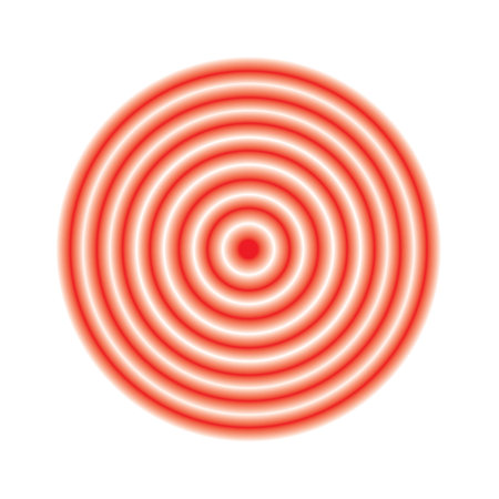 Pain Icon, Painful Spot Mark, Ache Symbol, Inflammation Painkiller Target, Pain Pointing Sign, Red Circle Illness Location, Vector Illustrationのイラスト素材