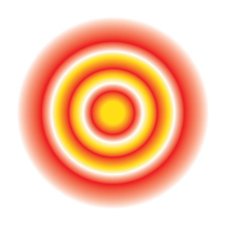 Pain Icon, Painful Spot Mark, Ache Symbol, Inflammation Painkiller Target, Pain Pointing Sign, Red Circle Illness Location, Vector Illustrationのイラスト素材