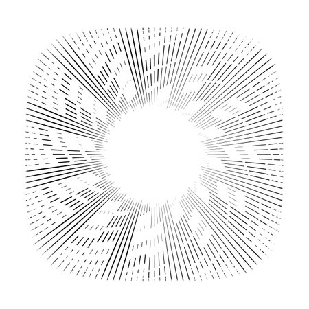 Vintage Sunburst, Retro Sun Vector Icon, Bursting Sun Rays, Black and White Star Pictograph, Speed Line Fast Motion, Sunset Beams Vector Illustrationのイラスト素材