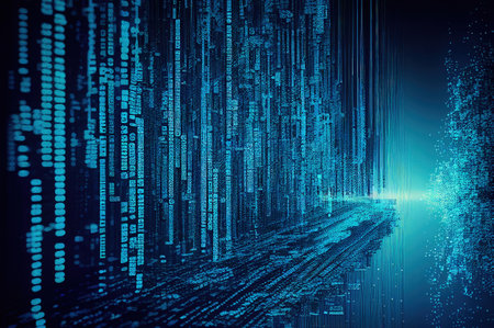 Big Data Background, Abstract Digital Technology Flow, Generative AI Illustrationの写真素材