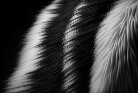 White Tiger Fur Texture Background, Striped Fur Abstract Pattern, Generative Ai Illustrationの写真素材
