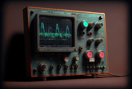 Vintage Oscilloscope, Retro Electrical Device, Science Industry, Generative AI Illustration