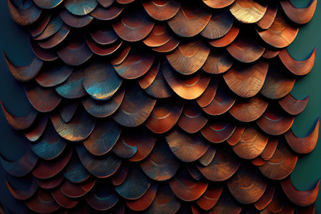 Color Feathers Background, Colored Plumage with a Rainbow Tint, Scaly Dark Wings Texture, Generative Ai Illustrationの写真素材