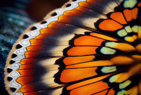 Butterfly Wing Texture Background, Insect Wings Macro Pattern, Butterfly Wing Closeup, Painting, Canvas, Vintage, Generative AI Illustrationの素材