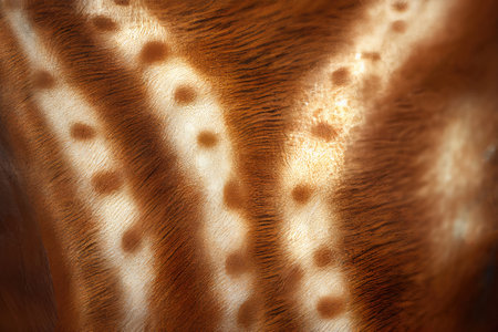 Deer Skin Texture Background, Spotted Deer Pattern, Brown Animal Fur, Abstract Generative AI Illustrationの素材