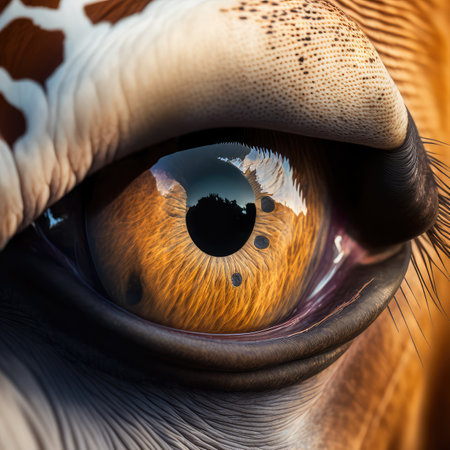 Macro Animal Eye Iris, Transparent Shiny Bright Iris Closeup, Beautiful Rainbow Eyes, Macro Photo Imitation, Generative AI Illustrationの素材