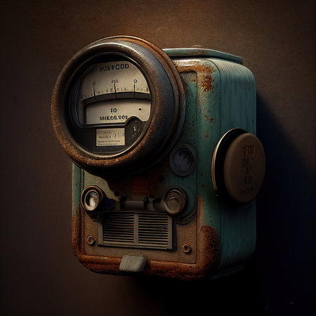 Vintage Electric Meter, Abstract Energy Counter, Old Power Box Counter, Generative Ai Illustrationの素材