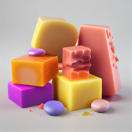 Handmade Soap, Artisan Cosmetic, Homemade Care Detergents, Color Handmade Soaps Drawing Imitation, Abstract Generative AI Illustrationの素材