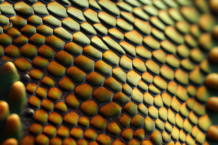 Chameleon Skin Texture Background, Colored Lizard Scales, Rainbow Reptile Skin, Iguana Leather, Generative AI Illustrationの素材