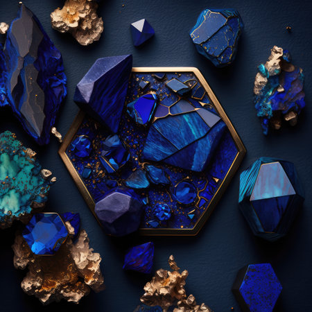Lapis Lazuli Texture, Blue Stone Background, Lazure Gem Slice, Dark Blue Crystal Mineral Pattern, Lapis Lazuli Textured Stone Section, Abstract Generative Ai Illustrationの素材
