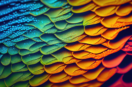 Chameleon Skin Texture Background, Colored Lizard Scales, Rainbow Reptile Skin, Iguana Leather, Generative AI Illustrationの素材