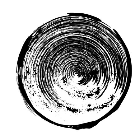 Round Grunge Shape Texture, Rough Circle Stamp, Black Paint Ring Frame, Brush Sale Certificate, Round Grunge Shape Vector Texture Backgroundのイラスト素材