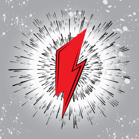 Lighting Strike and Sun Rays Simple Vector Icon Isolated, Vintage Charger Pictogram, Retro Lightning Bolt Concept, Vintage Thunderbolt Symbolのイラスト素材
