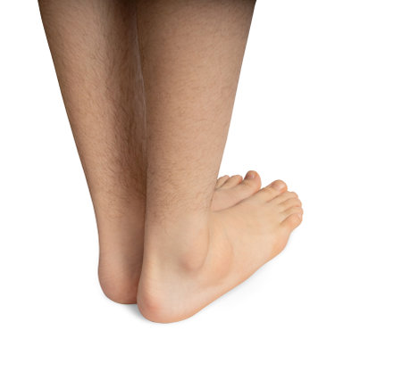 Bare Foot Isolated, Teenager Feet, Barefoot Massage, Heels, Legs Pain Concept, Bare Foot, White Background, Clipping Pathの写真素材