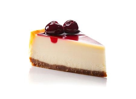 Cheese Cake Slice Isolated, White Cream Dessert, Sweet Pastry, Cheese Cake Slice, Abstract Generative AI Illustrationの素材