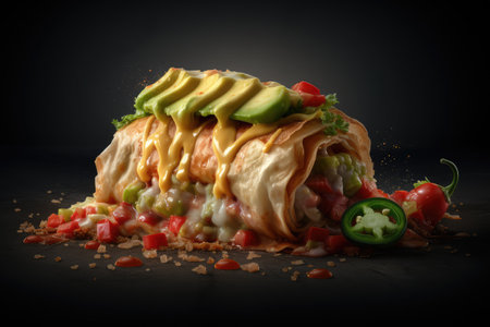 Chimichanga Corn Cake, Traditional Mexican Dish with Minced Meat, Chimichanga, Abstract Generative Ai Illustrationの素材