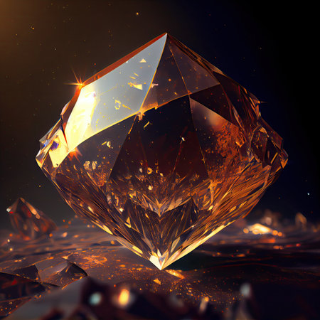 Universe in a Diamond, Sparkling Fantastic Gemstone, Night Glitter Stone, Magic Jewel, Diamond Universe Drawing Imitation, Abstract Generative AI Illustrationの素材