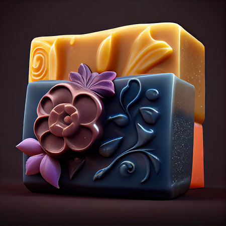 Handmade Soap, Artisan Cosmetic, Homemade Care Detergents, Color Handmade Soaps Drawing Imitation, Abstract Generative AI Illustrationの素材