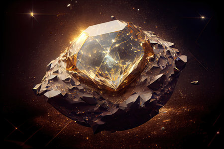 Universe in a Diamond, Sparkling Fantastic Gemstone, Night Glitter Stone, Magic Jewel, Diamond Universe Drawing Imitation, Abstract Generative AI Illustrationの素材