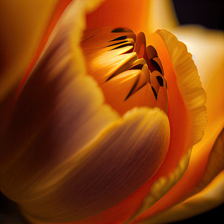 Tulip Flower Macro Blossom, Red Tulip Closeup, Blooming Tulips, Abstract Generative AI Illustrationの素材
