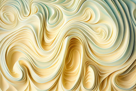 Melted Caramel Texture, Ice Cream Waves, Smooth Icecream, Custard Background, Silky Flowing Yogurt Mockup, Abstract Generative AI Illustrationの素材