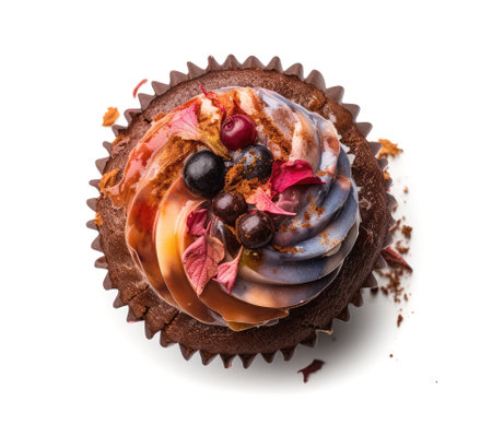 Cupcake Isolated, Color Cup Cake, Delicious Cupcakes on White Background, Abstract Generative AI Illustrationの素材