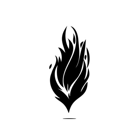 Fire Icon, Flame Symbol, Fireplace Silhouette, Heat Sign, Flames Outline, Bonfire Pictogram, Fire Vector Illustration on White Backgroundのイラスト素材