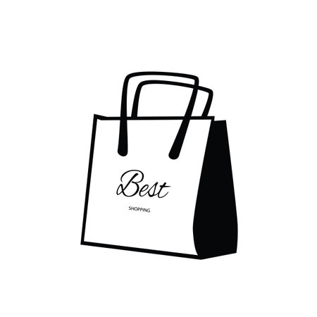 Shopping Bag Icon, Handbag Silhouette, Shoppingbag Sign, Tote Symbol, Shopper Pictogram, Woman Luggage, Paper Supermarket Shopping Bag, Gift Pakage, Vector Illustrationのイラスト素材