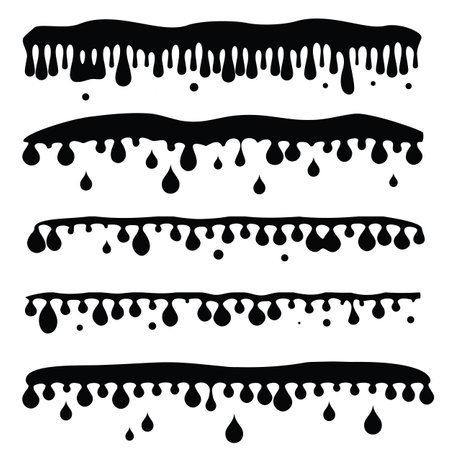 Splash Water Icon, Drop Shape, Paint Splatter, Circle Droplet Frame, Rain Bubble Silhouette, Water Splash Vector Illustrationのイラスト素材