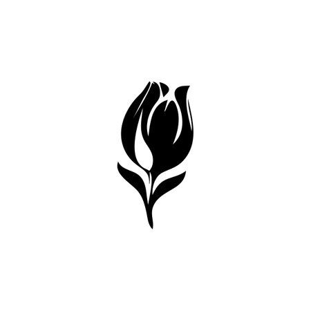 Tulip Icon, Flower Symbol, Daisy Sign, Floral Silhouette, Blossom Graphic Element, Dutch Florist Pictogram, Tulip Outline Vector Illustrationのイラスト素材