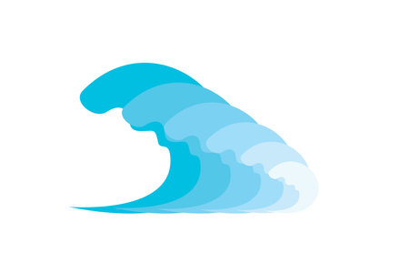 Sea Wave Icon, Blue Water Symbol, Surfing Sign, Ocean Ripple Isolated, river Oceanic Flowing Sign,...