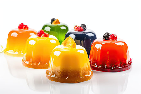Blancmange Jelly Dessert, Homemade Pudding, Fruit Mousse, Muhalebi on White Background, Abstract Generative AI Illustrationの素材