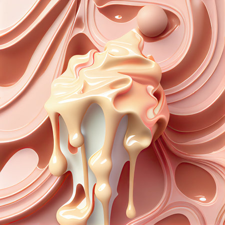 Melted Ice Cream Texture, Ice Cream Waves, Smooth Icecream, Silky Flowing Frozen Yogurt Mockup, Abstract Generative AI Illustrationの素材