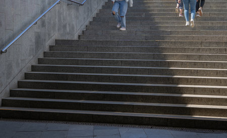 Concrete Steps Background, Concrete Stairs, Urban Staircase, Cement Stairway Architecture Element, Street Stair, Pedestrian Subway, Underground Passage, Concrete Stepsの写真素材