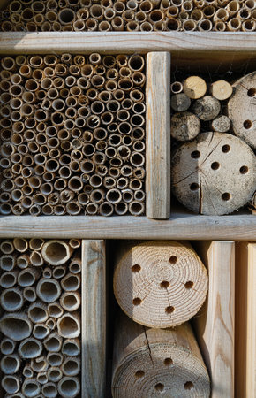 New Insect House, Bug Hotel, Insect Winter Shelter, Wildlife Protection Concept, Wooden Insects Shelterの写真素材