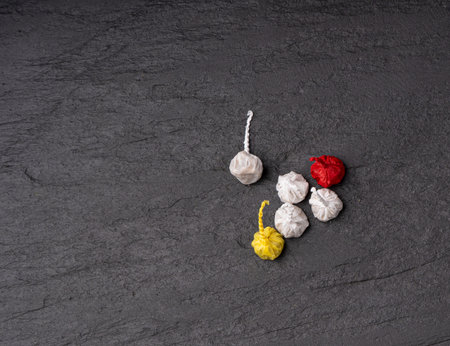 Small Firecrackers, Celebration Dynamite, Kids Pyrotechnics, Fire Cracker on Black Background with Copy Spaceの写真素材