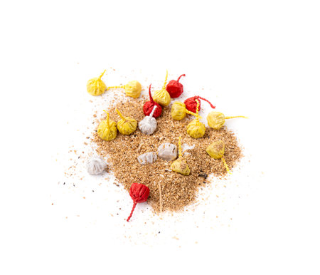 Small Firecrackers Isolated, Celebration Dynamite, Kids Pyrotechnics, Fire Cracker on White Backgroundの写真素材