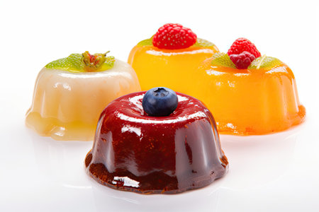 Blancmange Jelly Dessert, Homemade Pudding, Fruit Mousse, Muhalebi on White Background, Abstract Generative AI Illustrationの素材