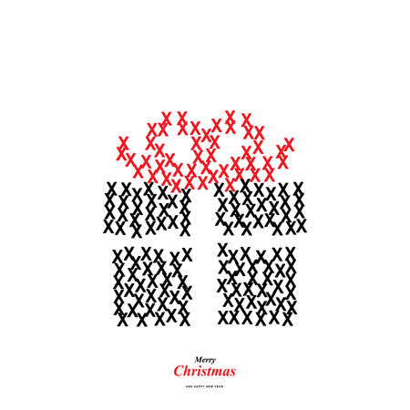Christmas Gift Box Shape Made of X Icons. Cross Signs and Xmas Gift Silhouette, New Year X Conceptのイラスト素材