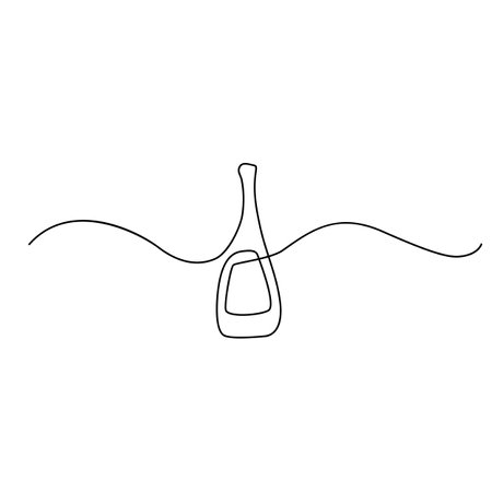 Wine Bottle Continuous Line Draw, Minimalistic Monoline Winebottle, Alcohol Drink Container Holiday Drawing, Single One Line Wine Bottles Illustrationのイラスト素材