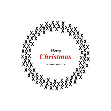 Christmas Wreath Shape Made of X Icons. X Signs and Xmas Wreath Silhouette, New Year Cross Conceptのイラスト素材