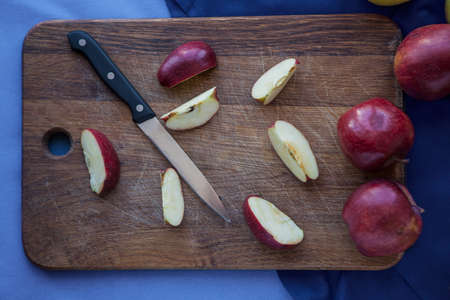 Apple on blue backgroundの写真素材