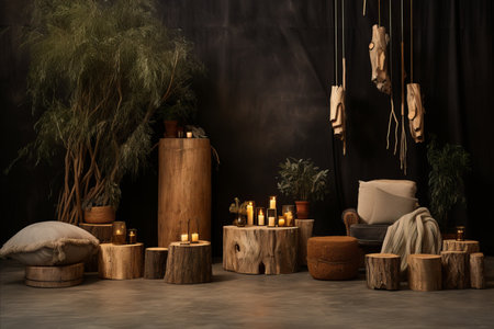 Stylish and Comfortable Home. Interior design of cozy living roomの素材